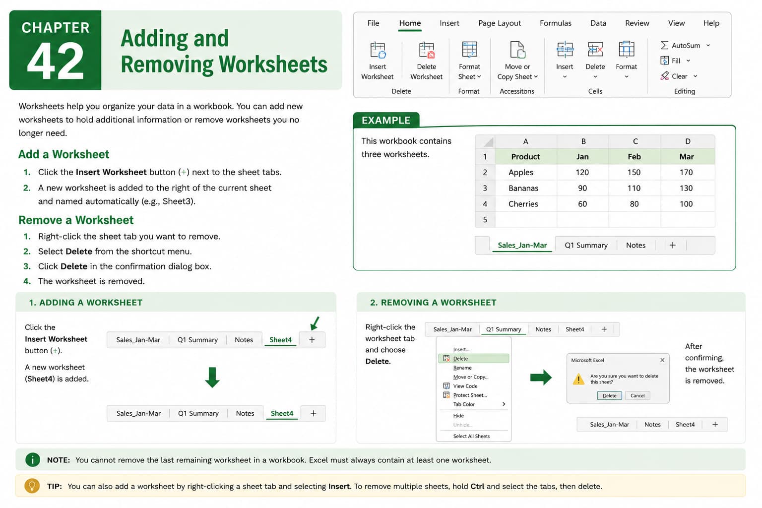 Chapter 42: Adding and Removing Worksheets