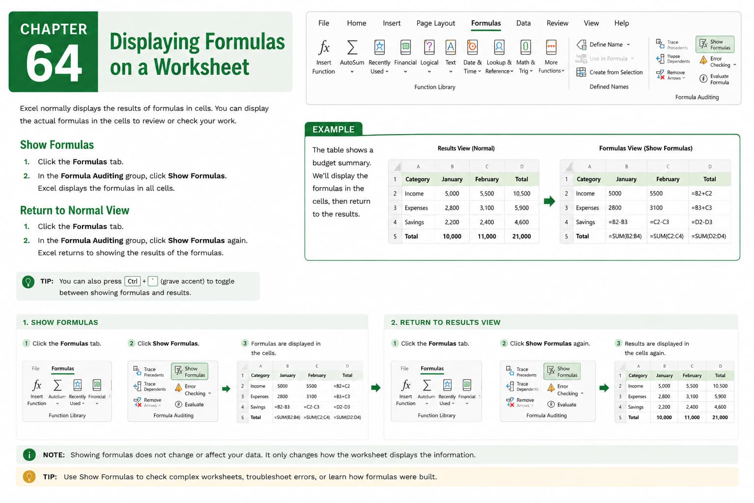 Chapter 64: Displaying Formulas on a Worksheet
