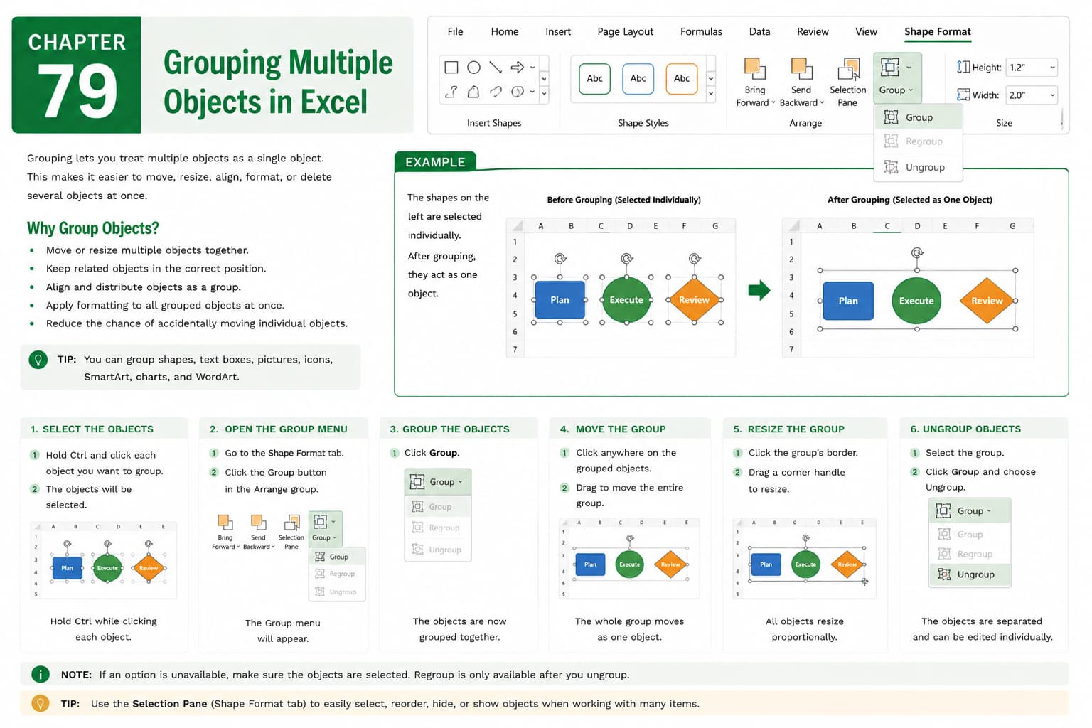 Chapter 79: Grouping Multiple Objects in Excel