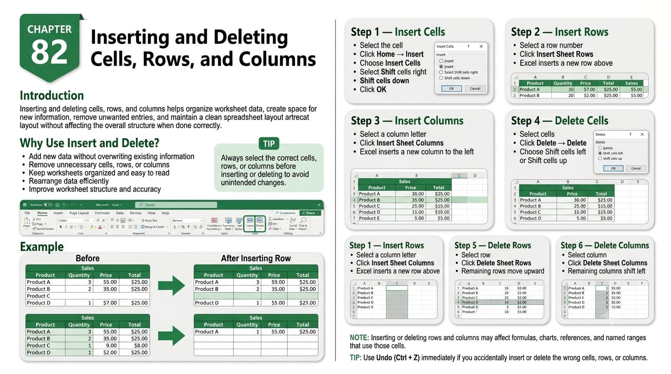 Chapter 82: Inserting and Deleting Cells, Rows, and Columns