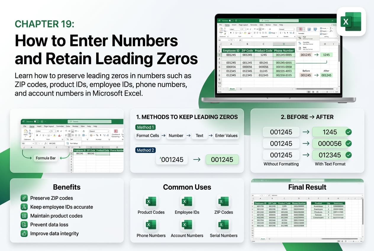 Chapter 19: How to Enter Numbers and Retain Leading Zeros