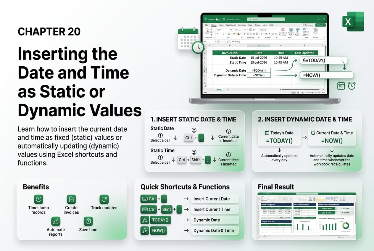 Chapter 20: Inserting the Date and Time as Static or Dynamic Values