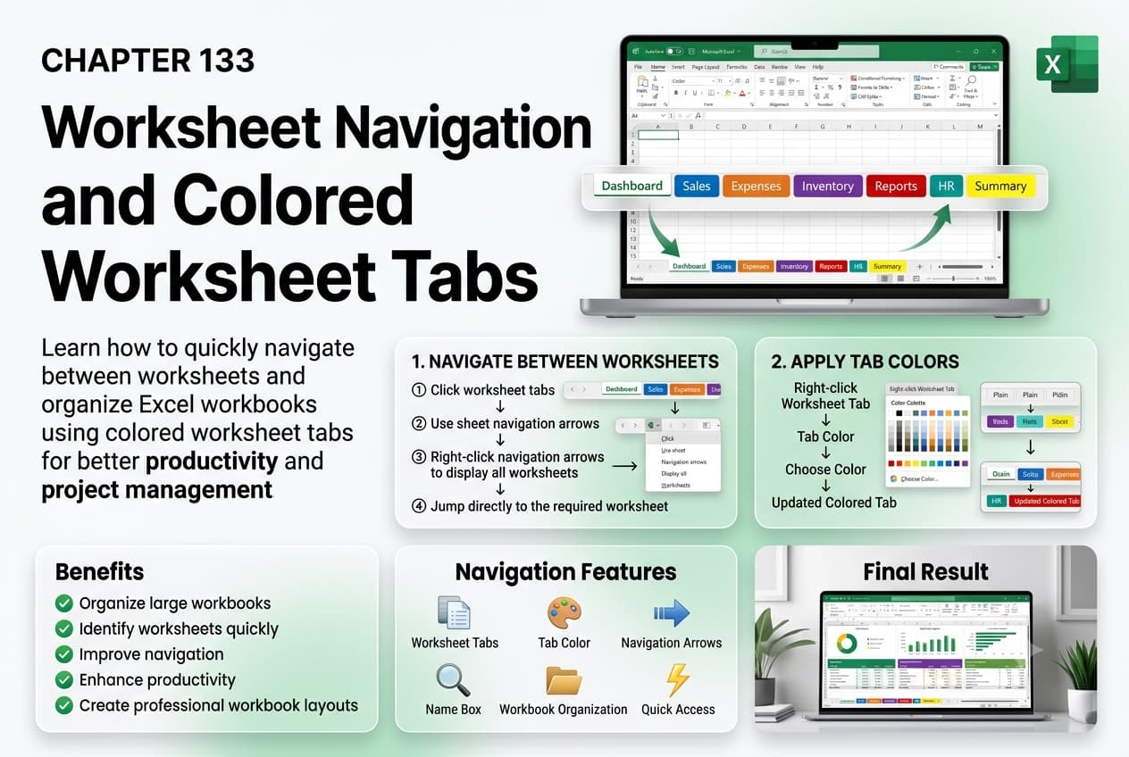 Chapter 133: Worksheet Navigation and Colored Worksheet Tabs