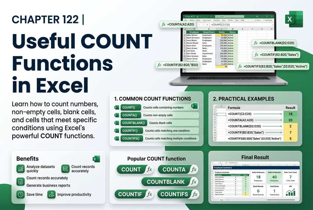Chapter 122: Useful COUNT Functions in Excel