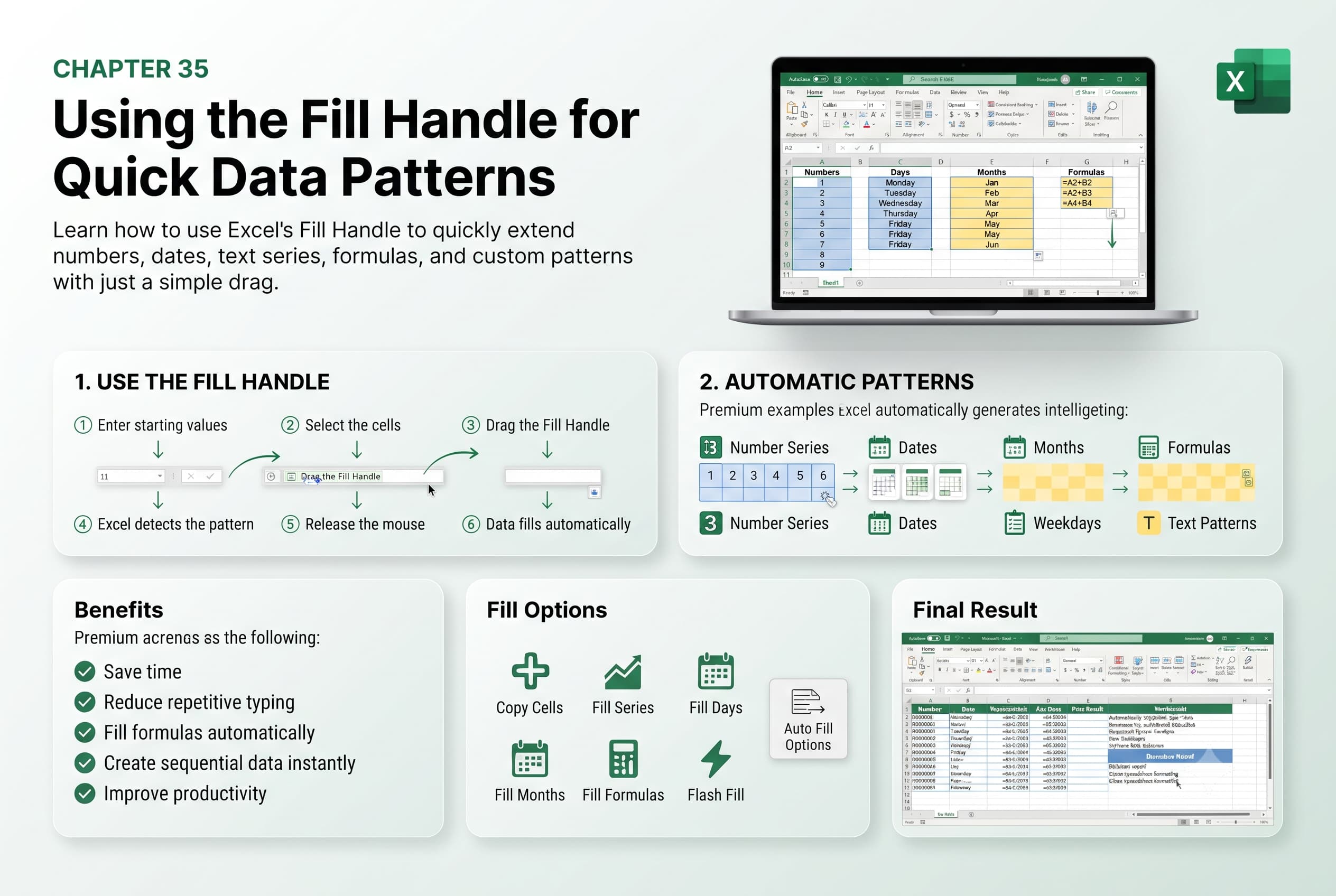 Chapter 35: Using the Fill Handle for Quick Data Patterns