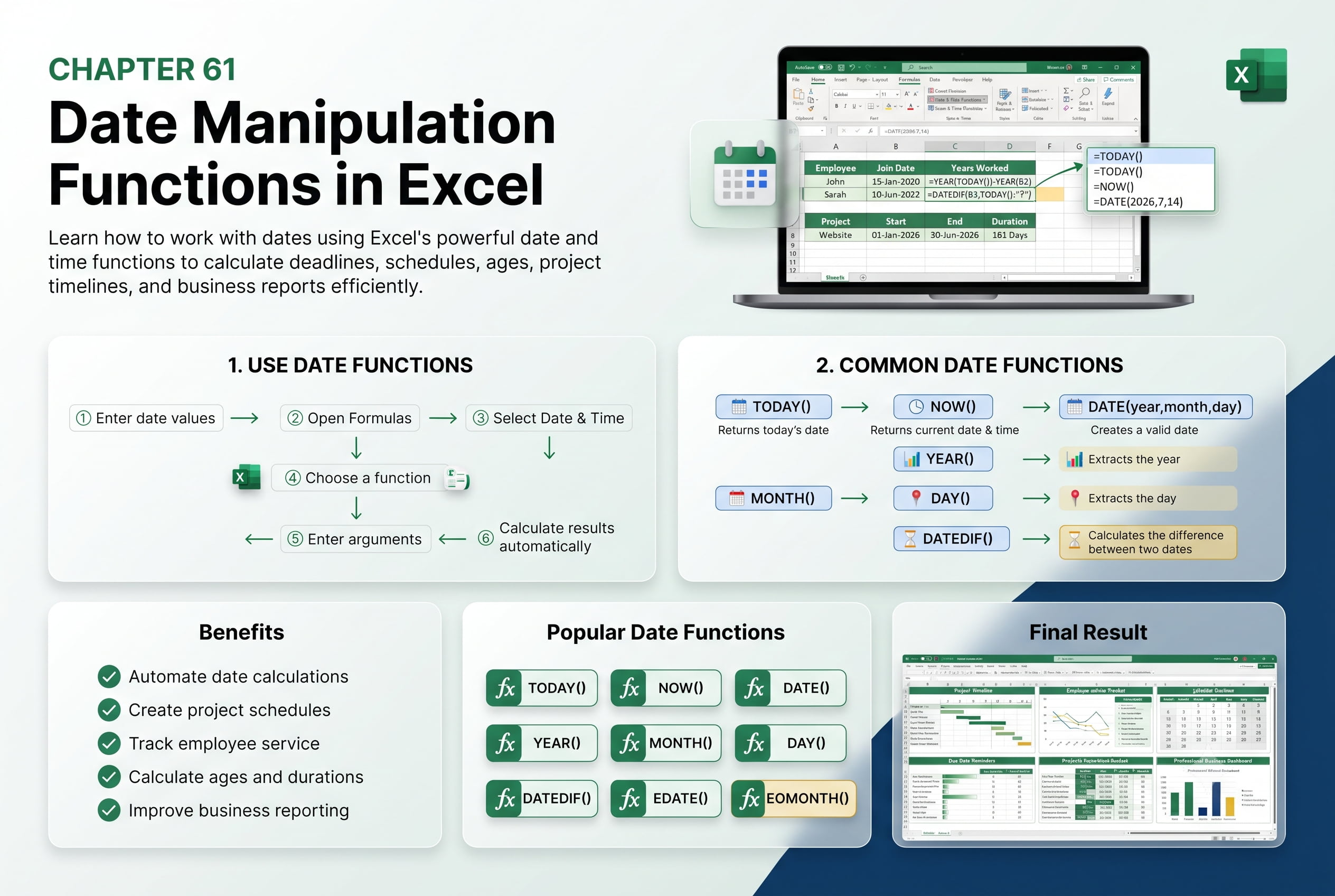 Chapter 61: Date Manipulation Functions in Excel